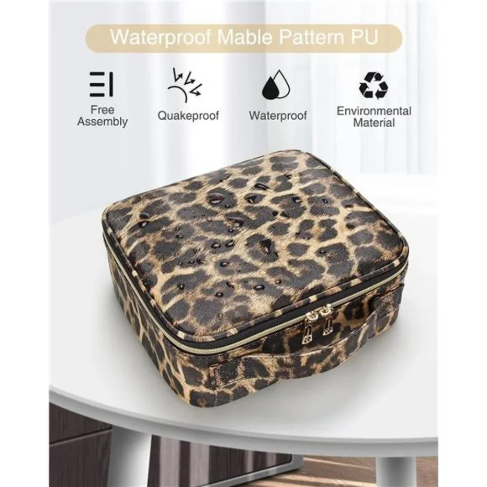 Makeup Cosmetic Case Organizer Portable Storage Bag with Adjustable Dividers